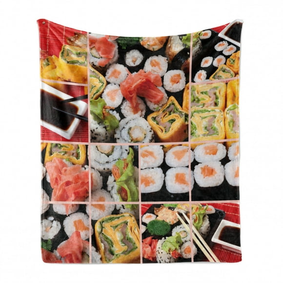 Ambesonne Wasabi Soft Flannel Fleece Throw Blanket Soy Sauce and Delicious Sushi Plate with Chopsticks Cartoon Composition 60 x 80 Vermilion Multicolor Cozy Plush for Indoor and Outdoor Use Ambesonne Wasabi Soft Flannel Fleece Throw Blanket Soy Sauce and Delicious Sushi Plate with Chopsticks Cartoon Composition 60 x 80 Vermilion Multicolor Cozy Plush for Indoor and Outdoor Use